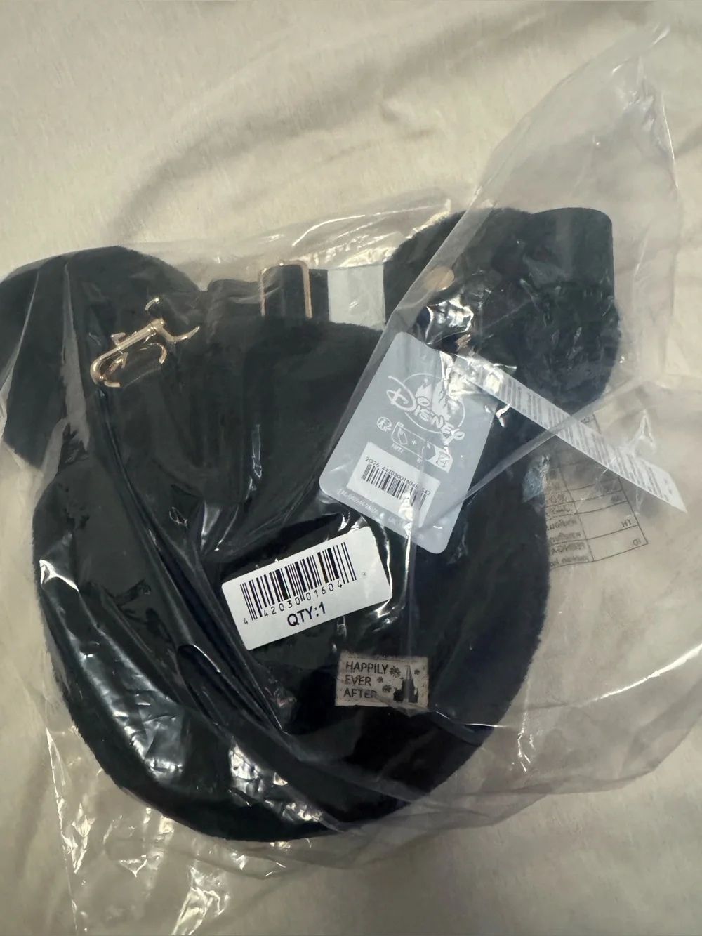 Plush Black Mickey Crossbody Bag